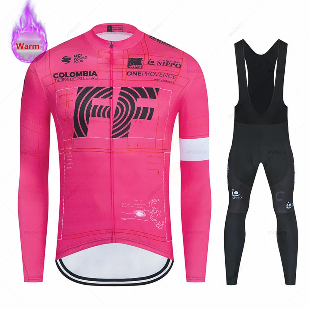 New Team Bicycle Winter Cycling Clothes Jersey Suit Sport Riding Bike MTB Mens Thermal Fleece Cycling Clothings Bib Pants Set