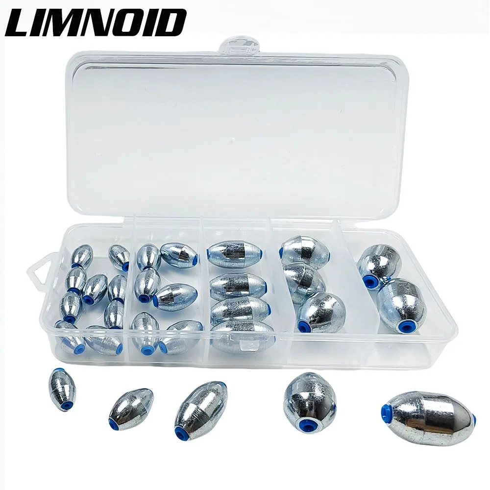 Limnoid 29-teiliges Angelblei-Set mit Kunststoffkern, ovale Bleigewichte für Karpfen- und Barschangeln.