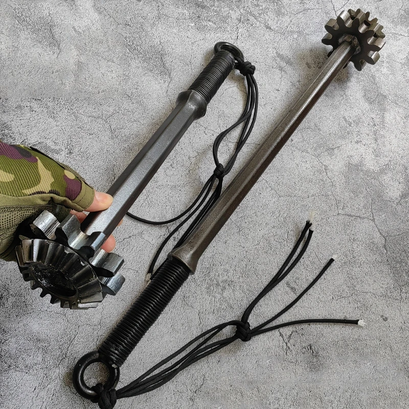 Outdoor Portable EDC Solid Hard Silicon Manganese Steel Armor Breaking Hammer Car Emergency Window Breaking Tool Short Stick