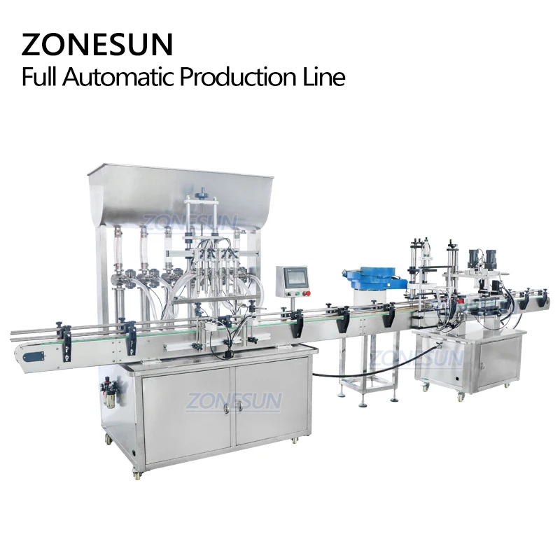 ZONESUN Automatic Cream E-juice Water Liquid Perfume Filling Glass Bottle Capping Machine For Assembly Line Vibrator ZS-FAL180AP