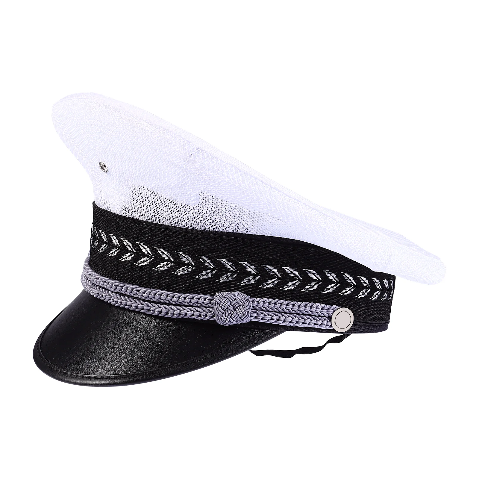 

Hat Big Brim Has Guard Costume Breathable White Cotton Polyester Security Cap Man