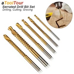 Serrated Drill Bit Set Titanium Coated Cobalt Spiral Screw Metric Composite Tap Twist Hole Opener Cutting Drilling Polishing