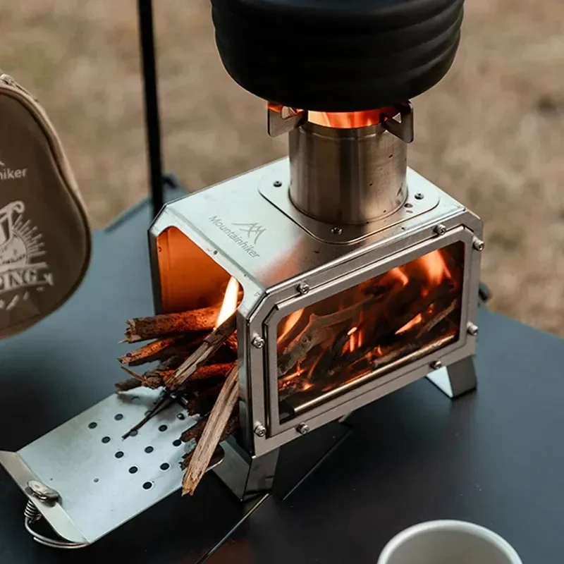 Camping Wood Stove Outdoor Camping Stove with Chimney Pipes Portable Hot Tent Stove for Tent Shelter and Cooking Heating