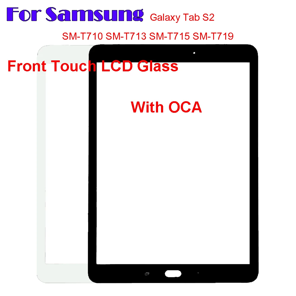 Painel Touch Screen para Samsung Galaxy Tab, Tablet, Frente Exterior, Lente de vidro com OCA, S2, T710, SM-T710, SM-T713, SM-T715, SM-T719