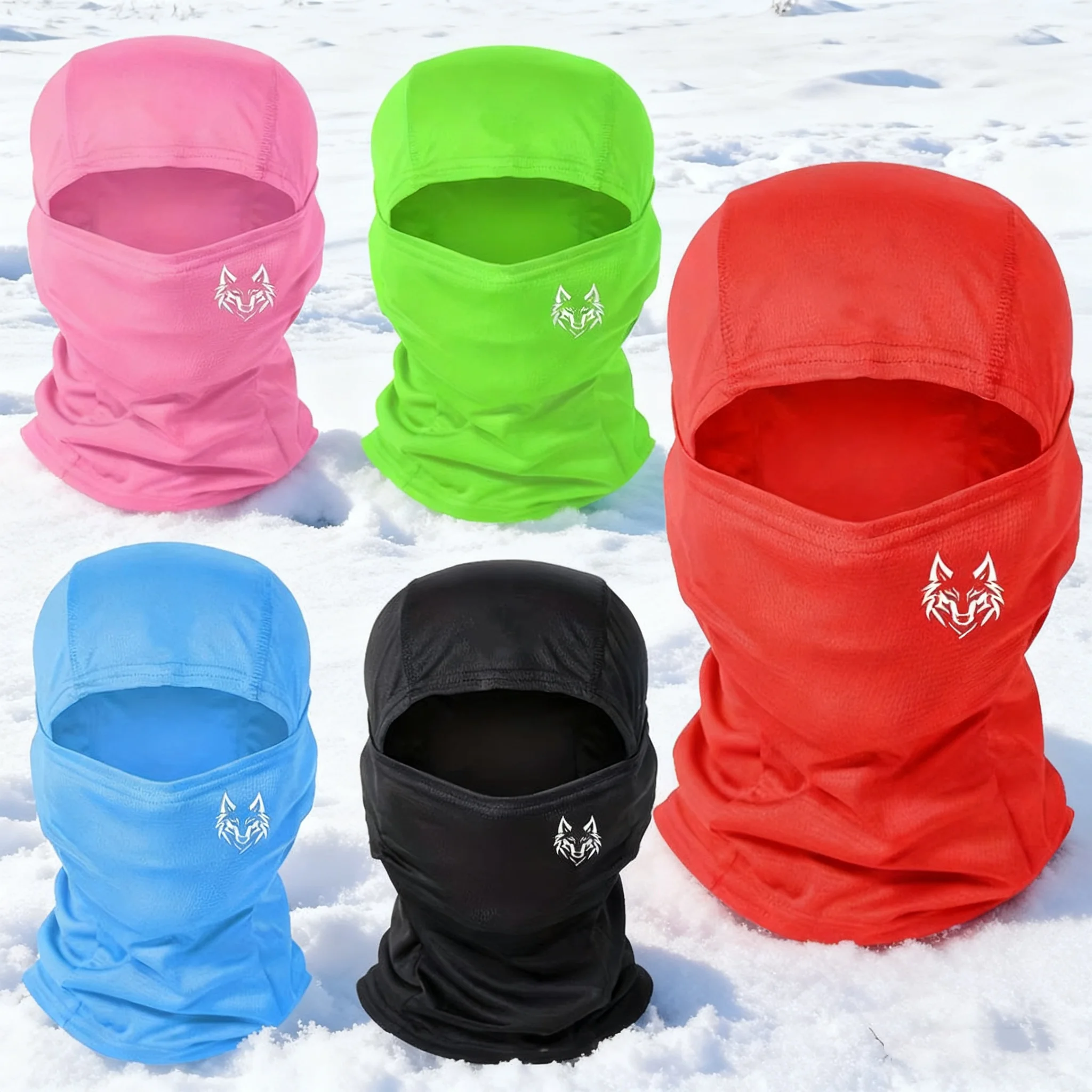 1/2/3/5 قطعة هوديي بشعار الذئب الدافئ للغاية - معدات أغطية الرأس اليومية المقاومة للرياح في الشتاء والشارع والدراجات النارية