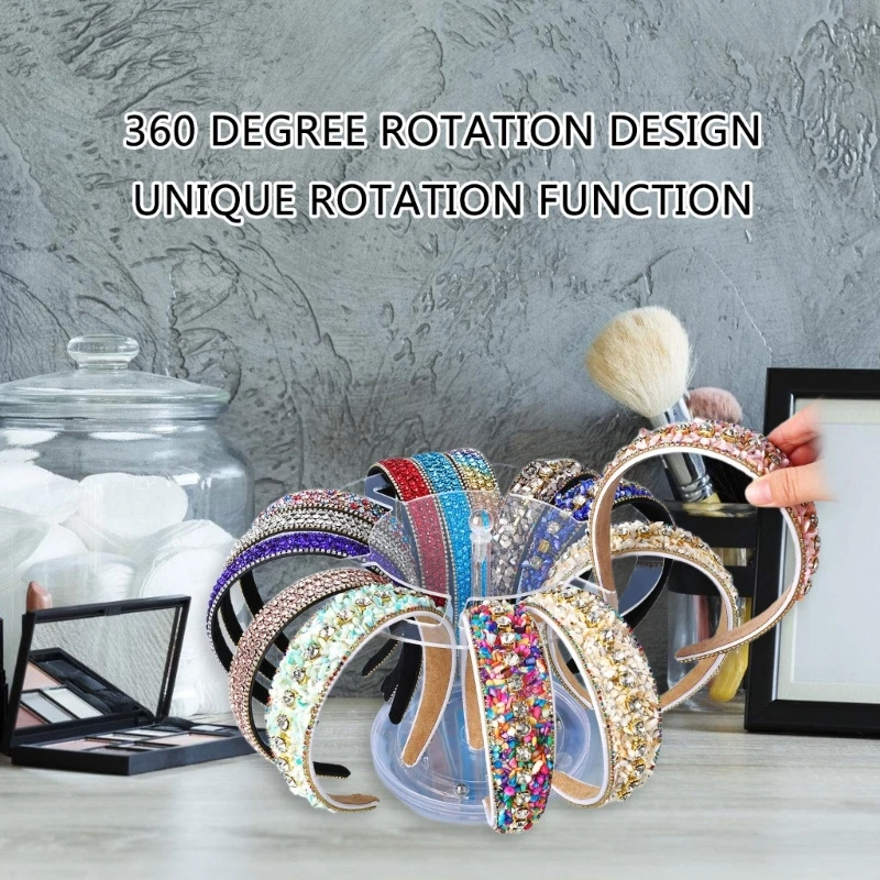 Acrylic Rotating Headband Holder Stylish Hair Accessories Presentation Rack 360 Degree Rotating Hairband Display Shelf