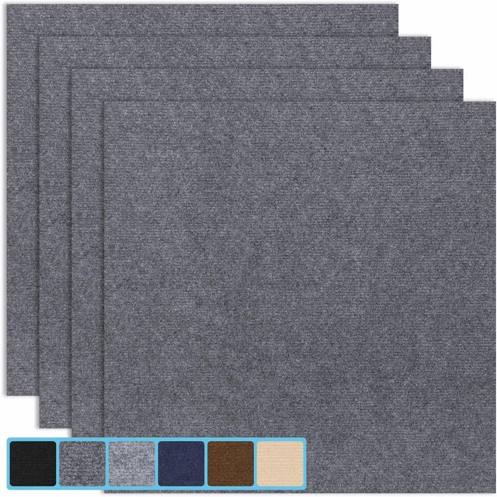 Peel & Stick Carpet Tiles 12x12 Inch - Premium Self-Adhesive Floor Squares with Soft Padding - 10 Tiles/10 Sq Ft per Box (Easy I