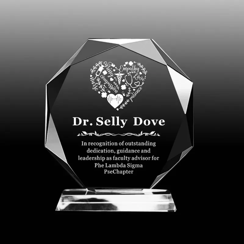 Free Customized Personalized Crystal Glass Trophy Crystal Trophys Medal Graduation Season Commemorative Ornaments Company Awards