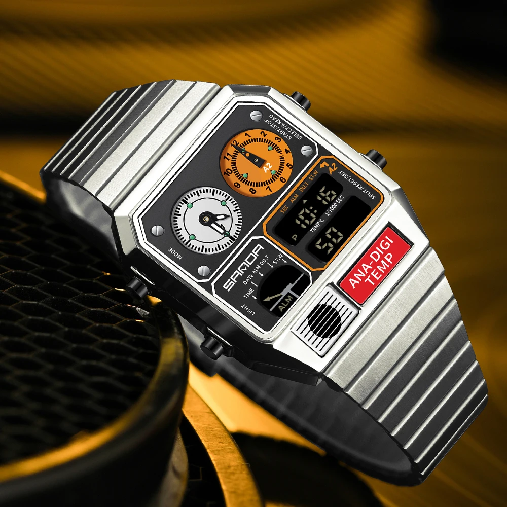 

SANDA модные популярные 3192 мужские часы термометр секундомер таймер мужские цифровые наручные часы многофункциональные водонепроницаемые мужские часы