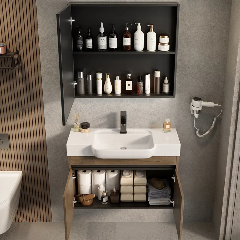 

Display Bathroom Cabinet Vanity Ceramic Sink Combination Washbasin Space Saving Cross-border Storage Vestidores Trendy Furniture