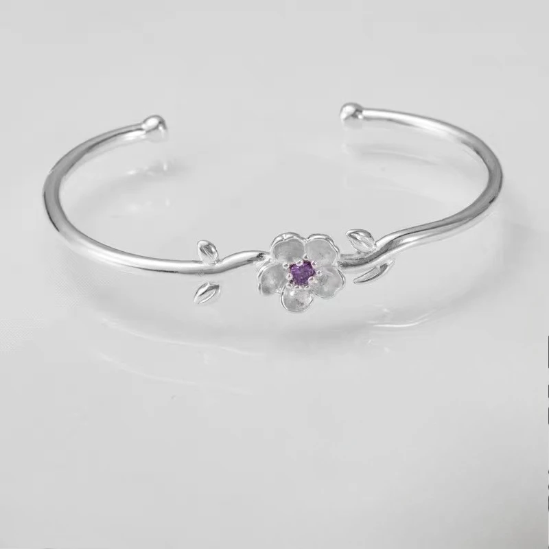

Korean Style Fashionable Simple Flower Bracelet 925 Sterling Silver Exquisite Zircon Luxurious Jewelry Gift for Women
