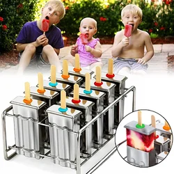 Ice Lolly Mold Popsicle Mould with Stainless Steel Stick Holder Lolly Maker Set Ice Pop Mold DIY Ice Cream Mould Maker Freezer