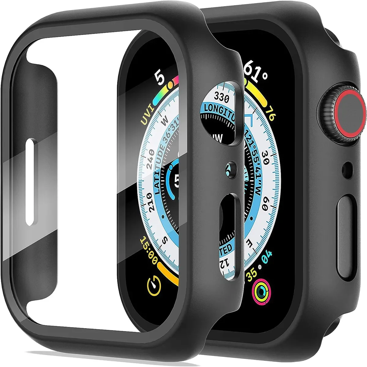 Verre et couvercle pour Apple Watch, étui de protection d'écran, 41mm, 45mm, 42mm, 38mm, 44mm, 40mm, degré de rayures, iWatch 9, 8, 7, 6, SE 5