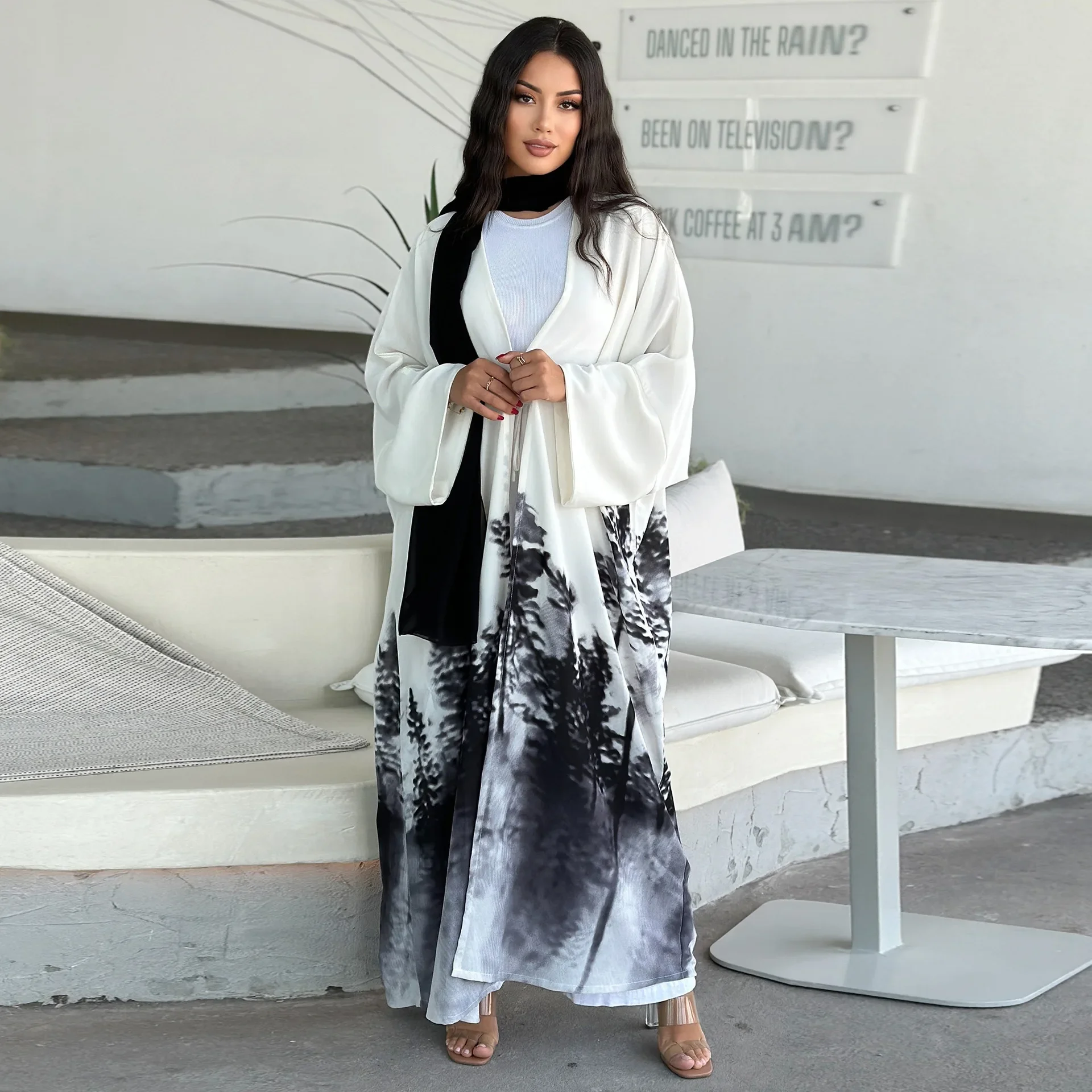 Tie Dye Open Abaya 2024 Luxury Summer Saudi Kimono Abayas for Women Dubai Muslim Party Dress Eid Islamic Clothing Kaftan Robe