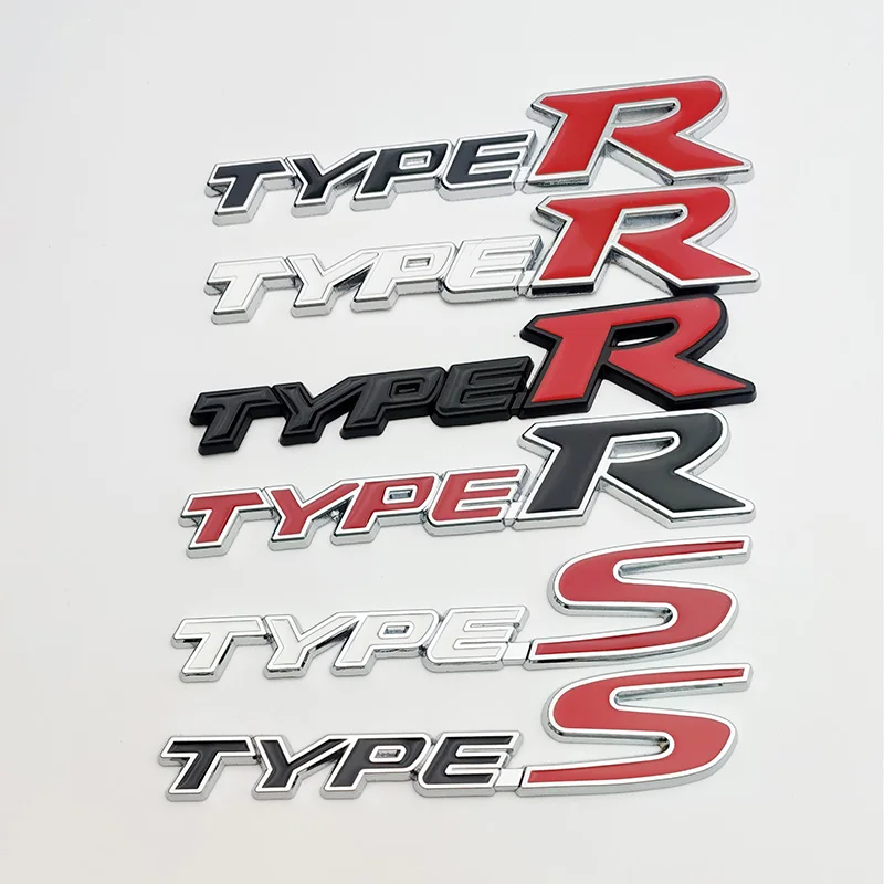 3D Metal Type S Logo Emblem And Type R Letters Car Trunk Badge Sticker Accessory for Vehicle Customization