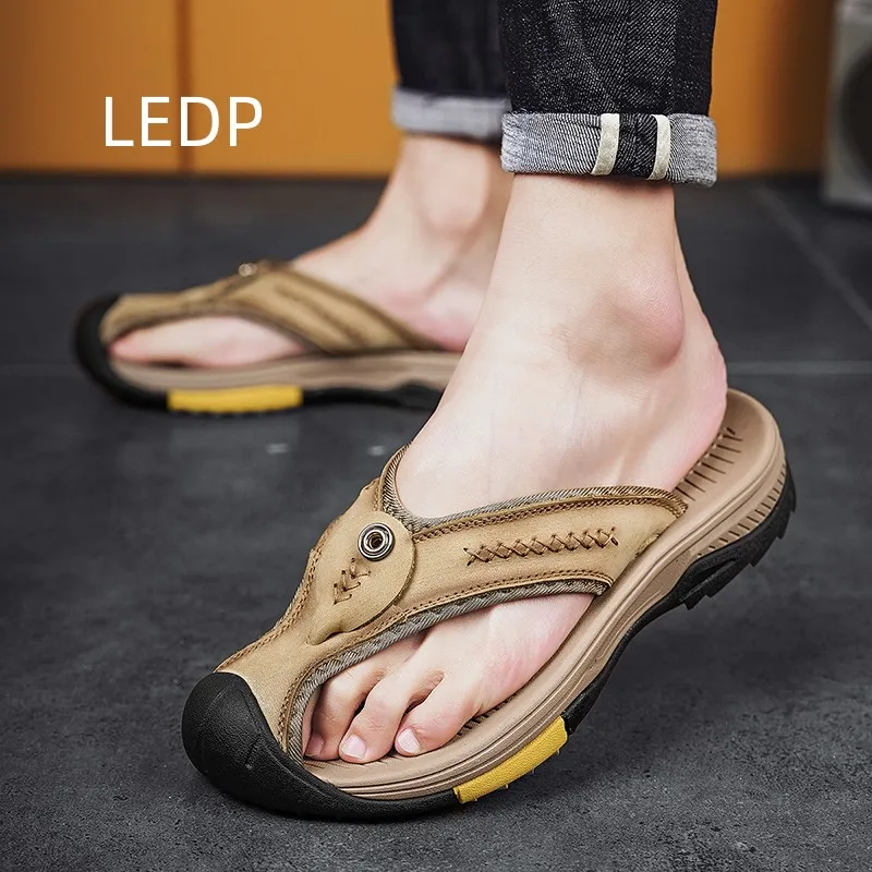 Men\'s Summer Sandals Fashion Baotou Top Layer Leather Casual Slippers  Flip Flops Lightweight Best Sellers In 2023 Products