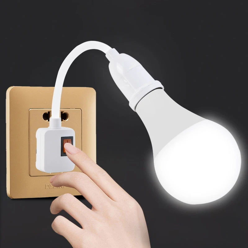 E27 Lamp Socket LED Head Bulb Holder Light Adjustable Flexible Bend With Switch Energy Saving LED Table Lamp Base