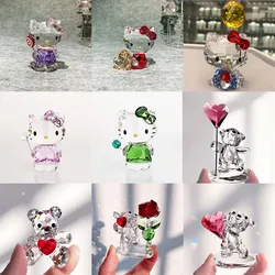 2024 new Austrian crystal bear kris home garden Decoration Ornaments lovely Teddy bear Christmas Gifts cat KT craft cartoon