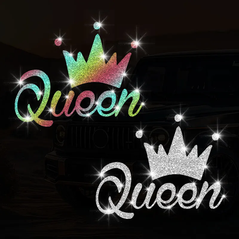 Crown Queen Glitter Car Sticker Waterproof DIY Vinyl Decal for Auto Window Bumper Trunk Motorcycle Boat Decoration
