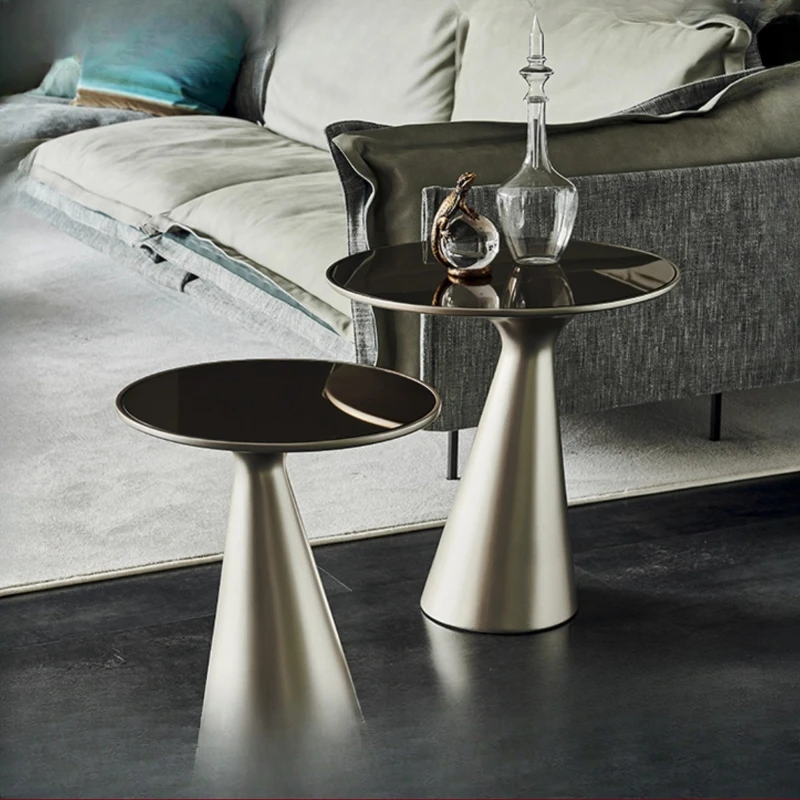 

Minimalist mobile fiberglass special-shaped sofa edge few creative round tempered glass light luxury corner few