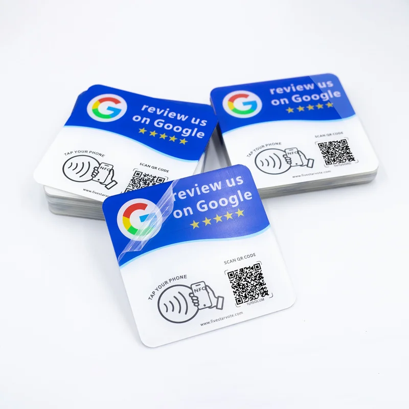 NTAG215 Acrylic Vertical Stand Google Review NFC Tag 13.56MHz Editable QR Code 1.8mm Thick With Adhesive Backing For Business