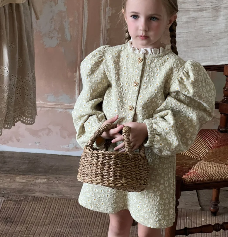 

Retail 2024 New Baby Girls Spring Long Sleeve Sets, Coat + Skirts Princess Fashion Suits 3-7 T