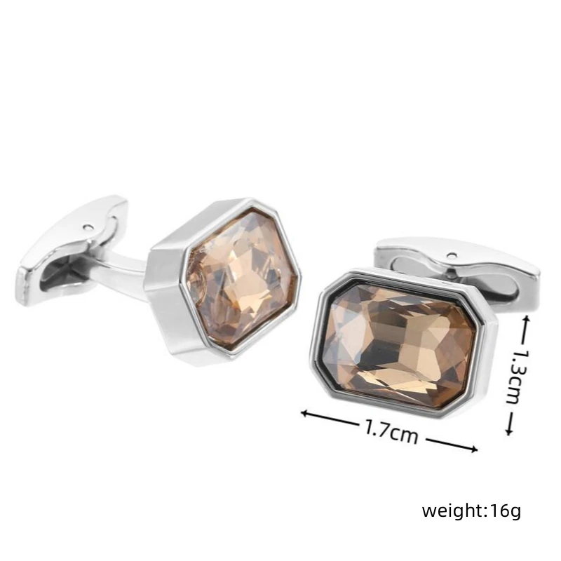 New copper material octagonal orange blue red crystal cufflinks men\'s French shirt cufflinks clothing accessories wholesale