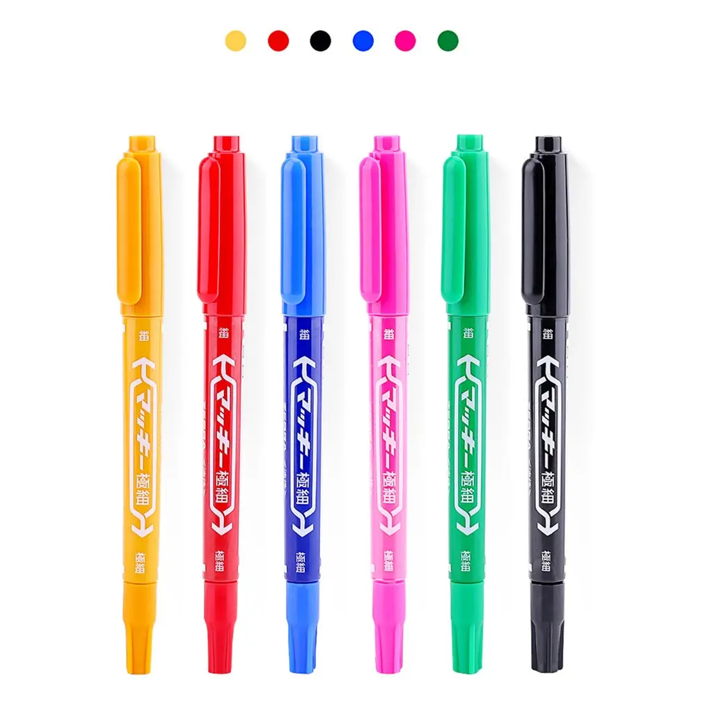 حار المزدوج فرشاة ماركر دائم الملونة المزدوج تلميح 1.5/1.0 أسود أزرق أحمر الفن الطلاء ماركر أقلام طالب مدرسة مكتب القرطاسية