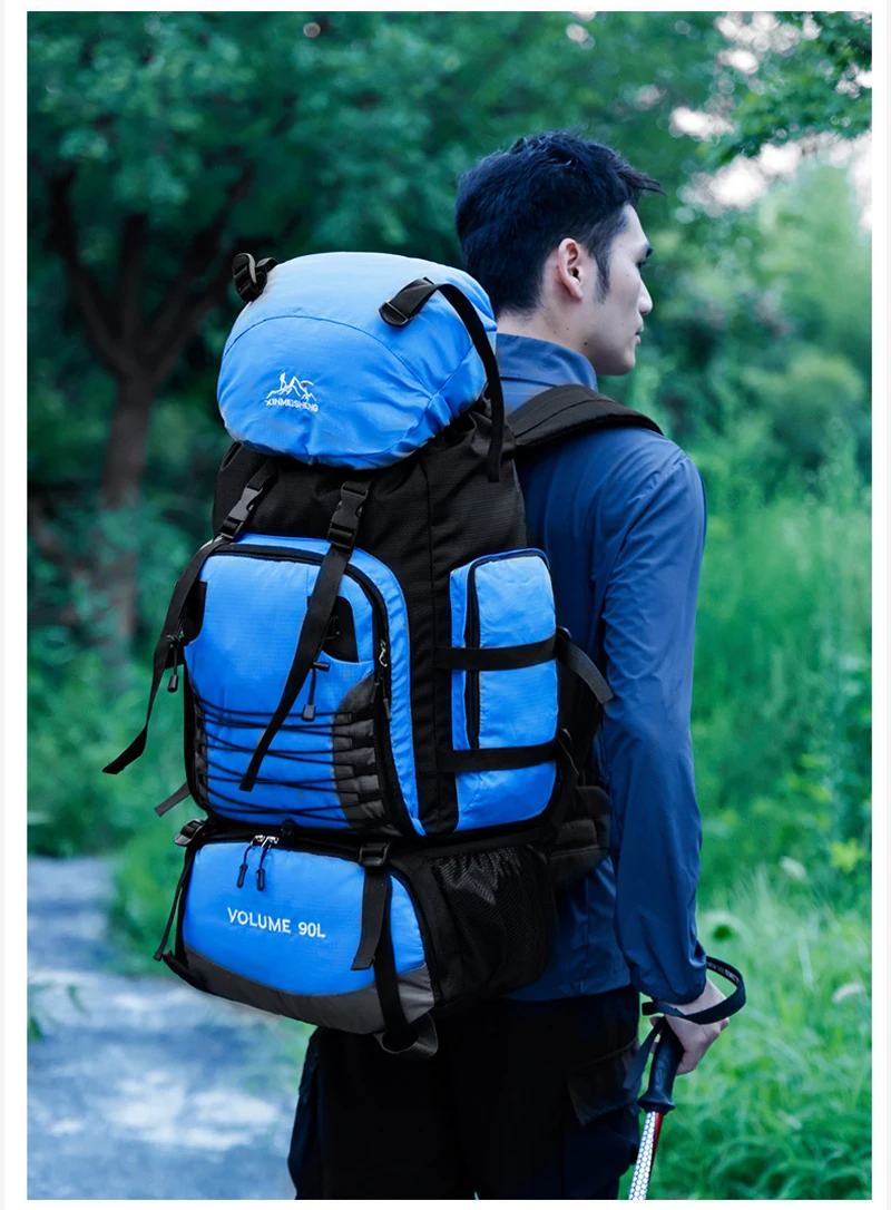 90L Large Capacity Camping Hiking Backpack Unisex Outdoor Waterproof Climbing Mountaineering Sports Storage Bag Travel Backpack