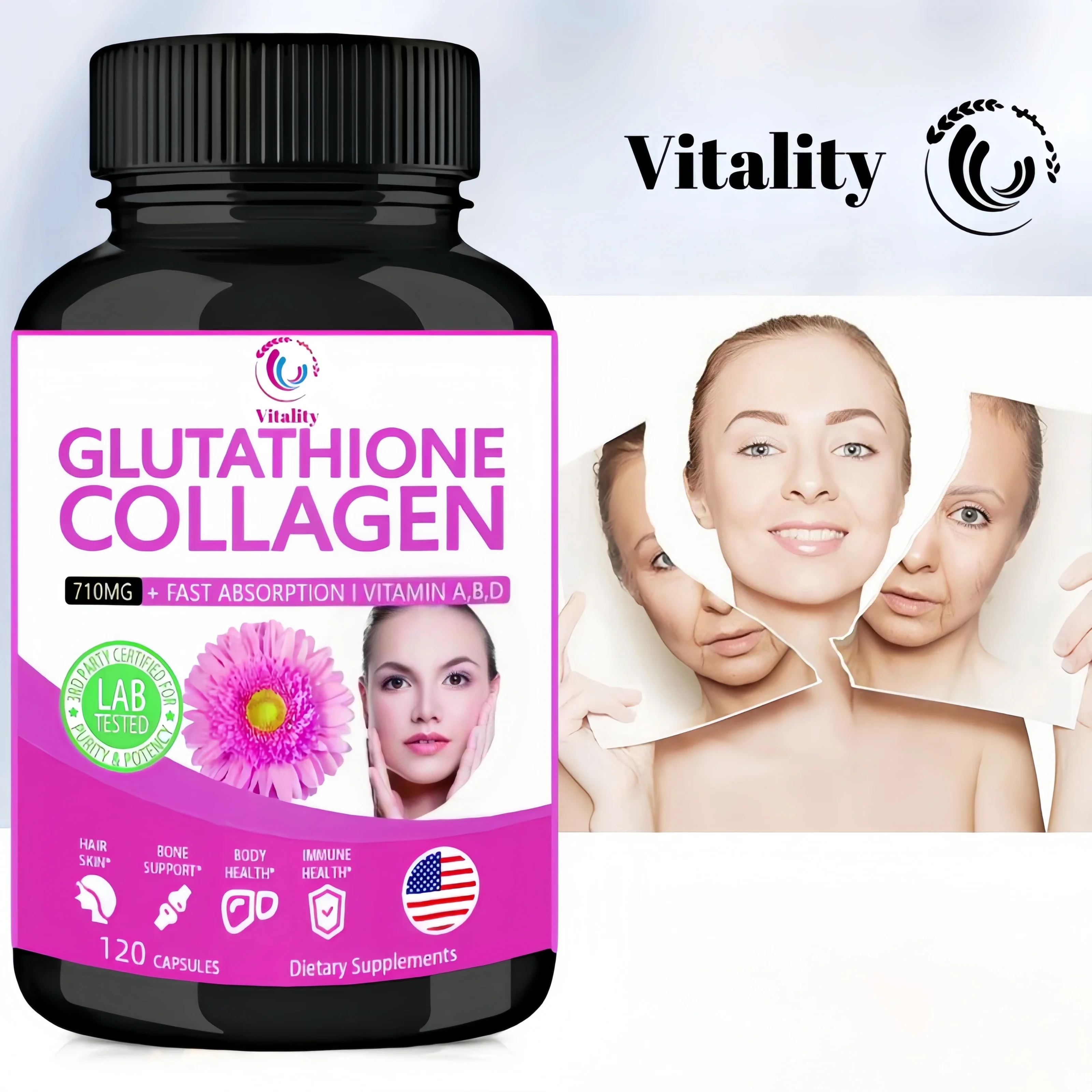 

Quality Glutathione Supplements - Supports Recycling of Vitamins C & E Non-GMO - Gluten Free Vegan