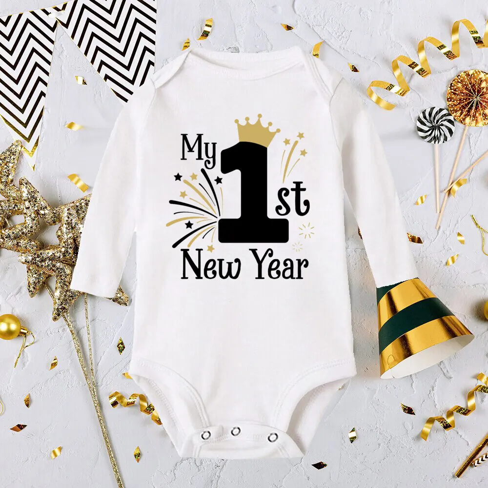 Body para bebé de mi primer año nuevo, pelele infantil, regalo para bebé de Año Nuevo, mono de manga larga para niño pequeño, ropa para recién