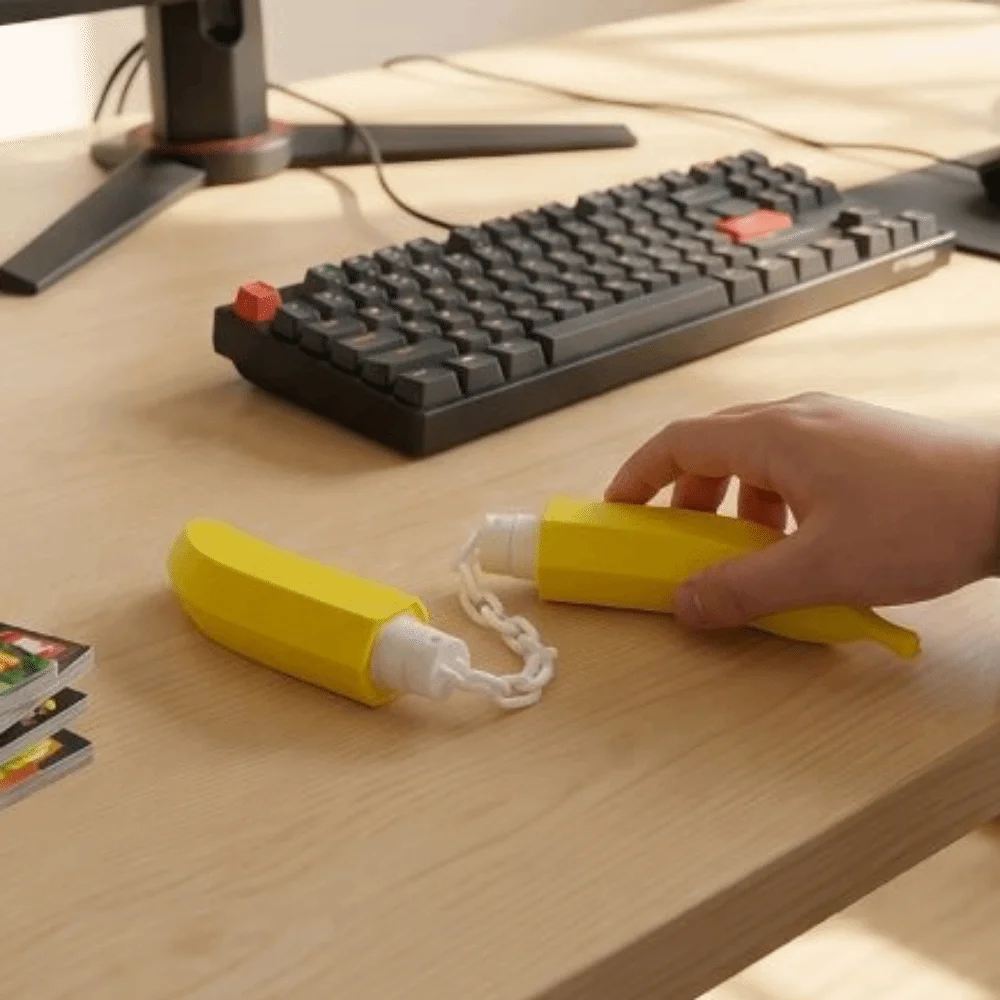 

Creative Banana Nunchucks Simulation Fruit 3D Printed Thumb Chucks Simulation Fruit Props PLA Banana Folding Party Costume