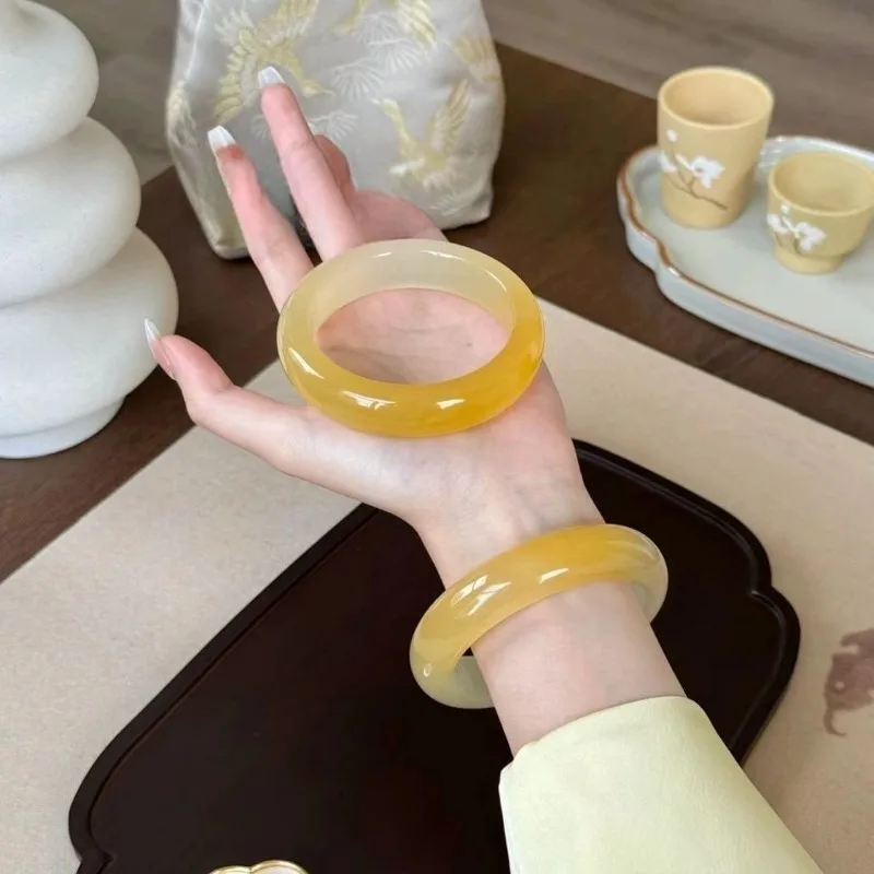 

Натуральный и элегантный желтый браслет из кварцевого нефрита, изысканный и модный универсальный женский нефритовый браслет, ювелирные изделия