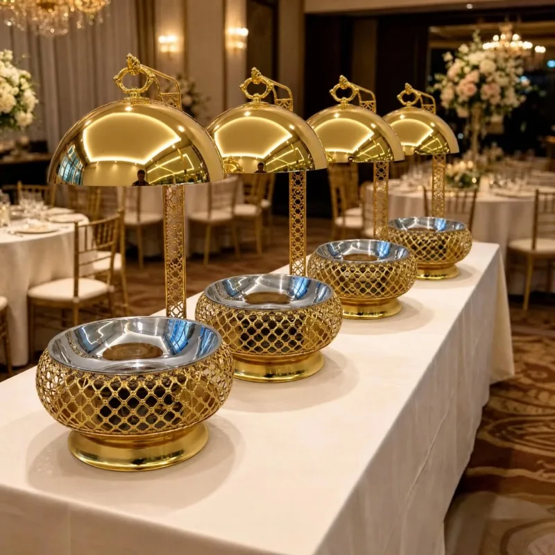 Yitian New Design 8L Hotel Supply Spherical Stainless Steel Luxury Hanging Stove Buffet Warmer Dome Food Holding Dish Catering