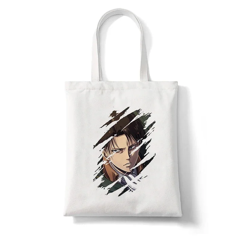 Japanese Anime Levi Attack on Titan Casual Large Capacity Shoulder Bags Shopper Canvas Harajuku Print Handbags Cheap