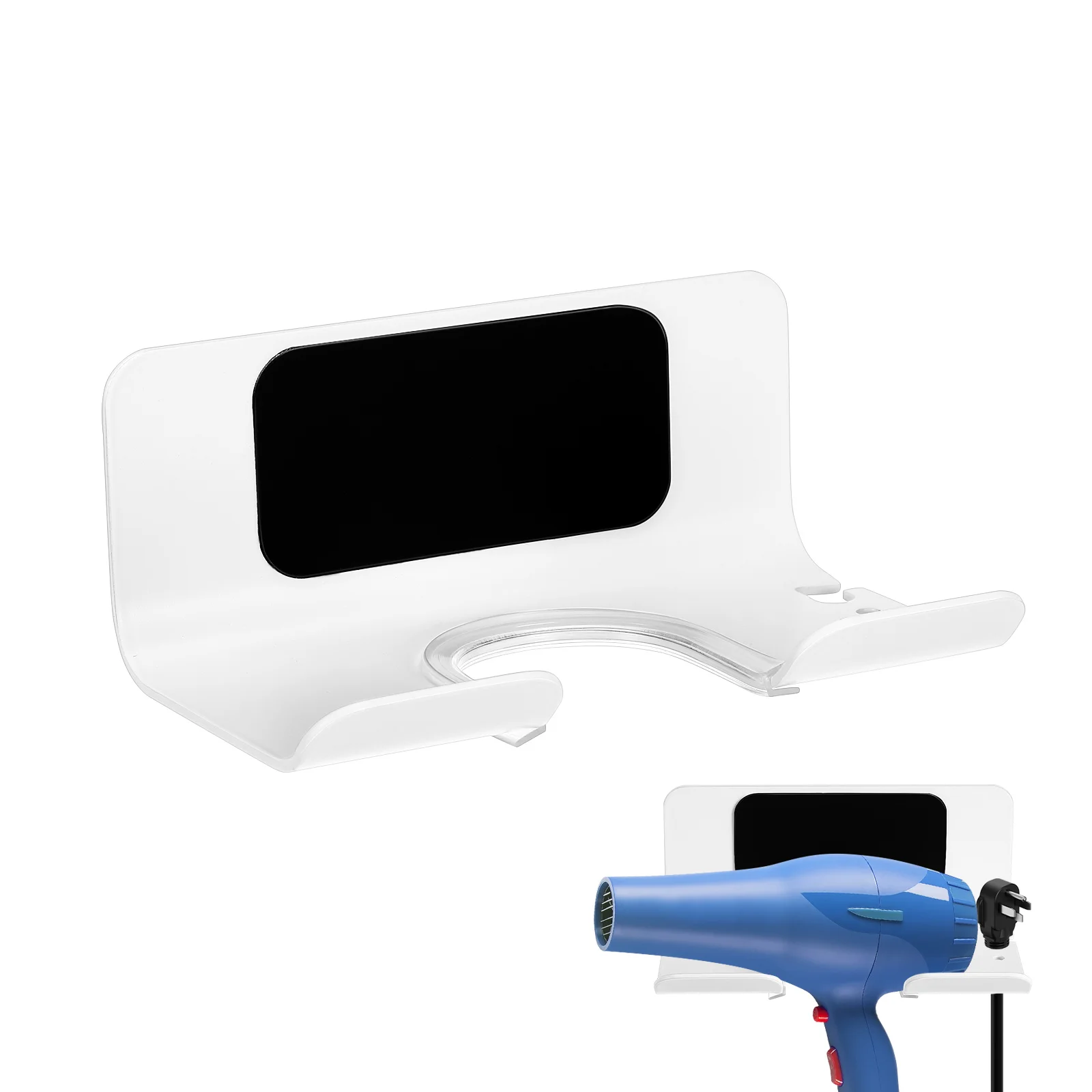 

Hairdryer Wall-mounted Holder Blow Storage Hanging Blowdryer Hanger Accessories Organizer White Appliance