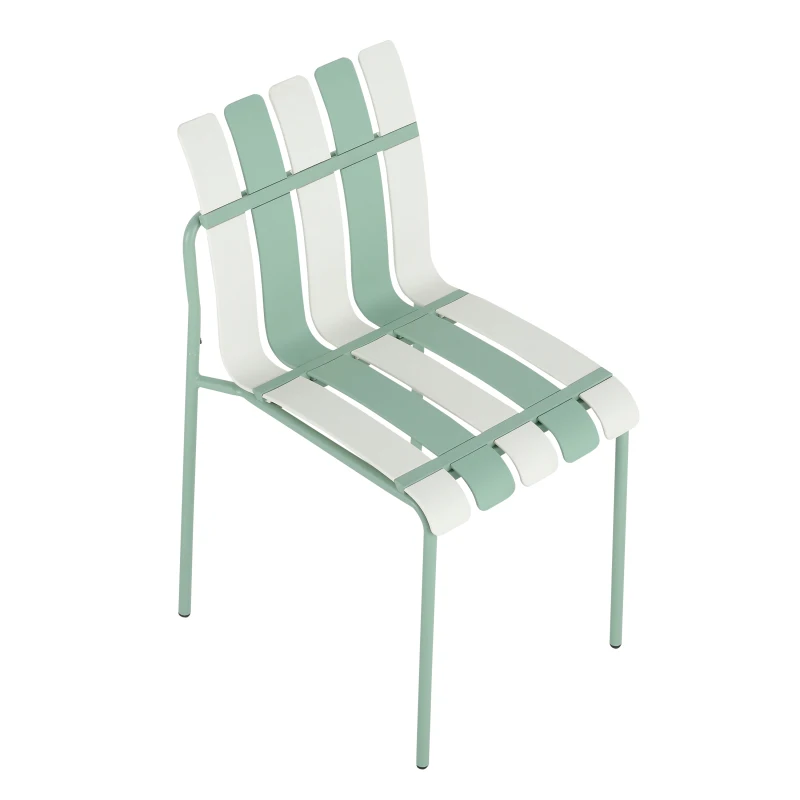 4-Pack Modern Striped Color Block Chairs - Waterproof PP Seat & Sturdy Metal Legs, Indoor/Outdoor Dining Set for Patio