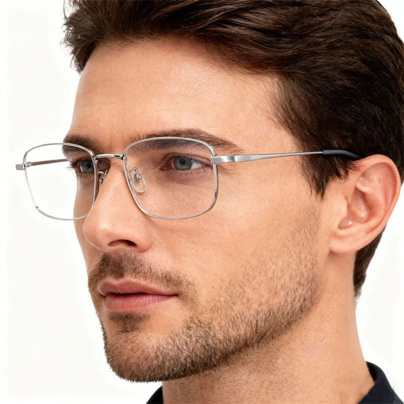 

EYELUYAN Titanium Alloy Classic Men's Glasses Frame Fashion M Size Full Rim Square Optical Eyeglasses Frame 6512