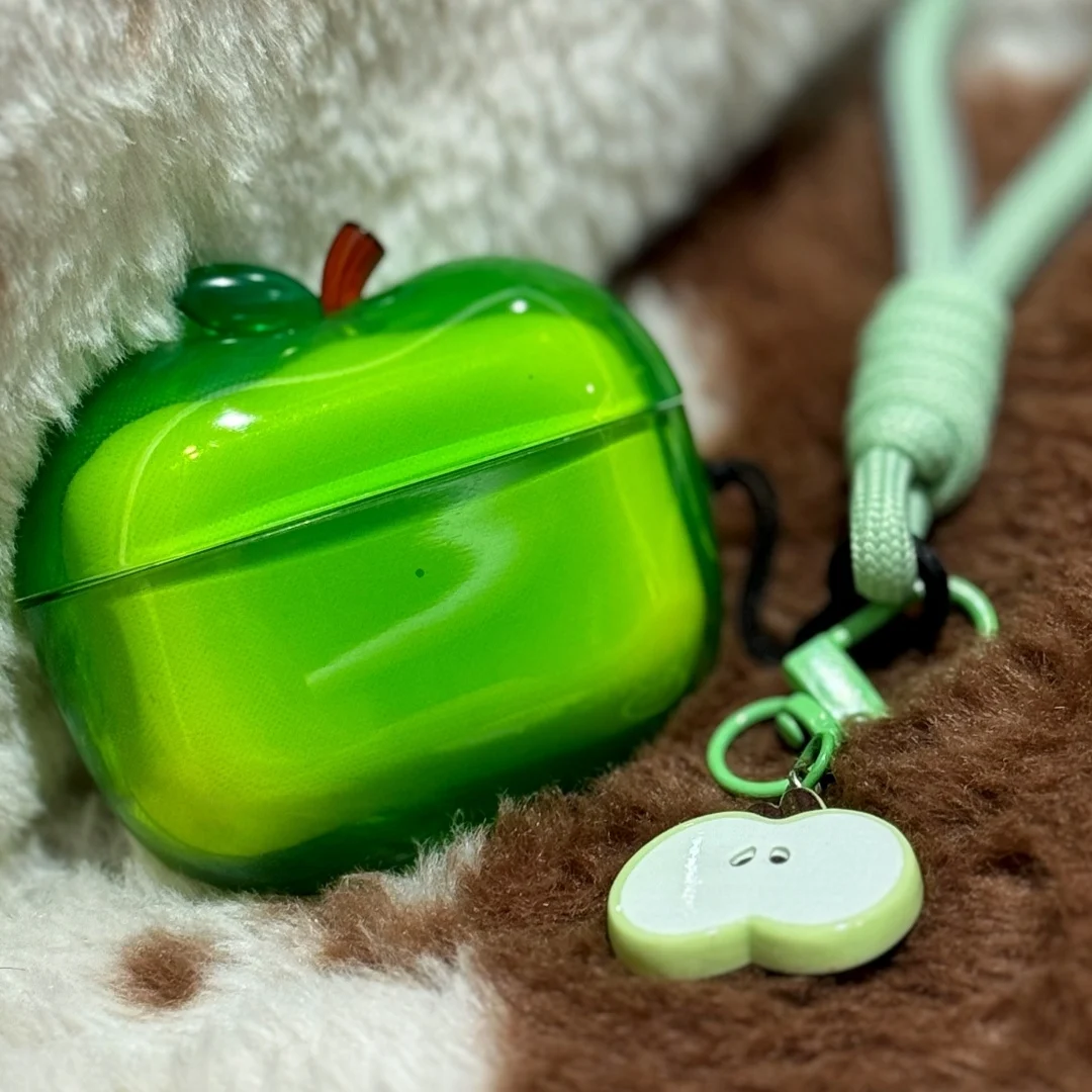 حافظة سماعة أذن شفافة على شكل أبل لأجهزة Airpods Pro 1/2/4 حافظة حماية حمراء من السيليكون هدية غطاء سماعة أذن مخصصة