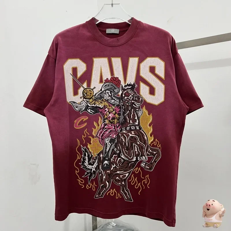 

Vintage Red Washed CAVS Skull Knight VINTAGE T Shirt Men Women T-shirt Top Tees