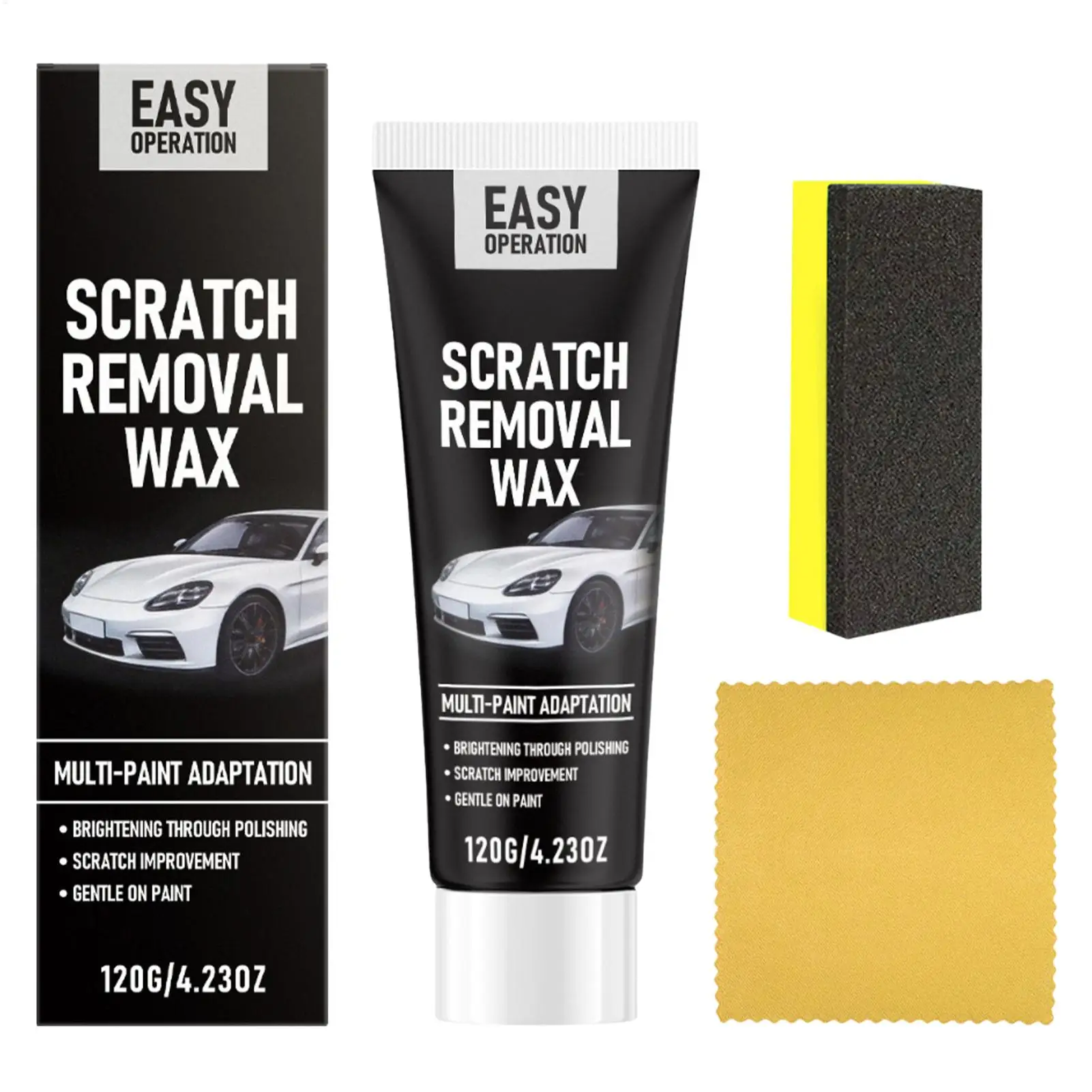 Car Scratch Remover Wax, Universal Car Polishing Wax With Sponge And Towel, Paint Buffing Agent For Deep Scratches