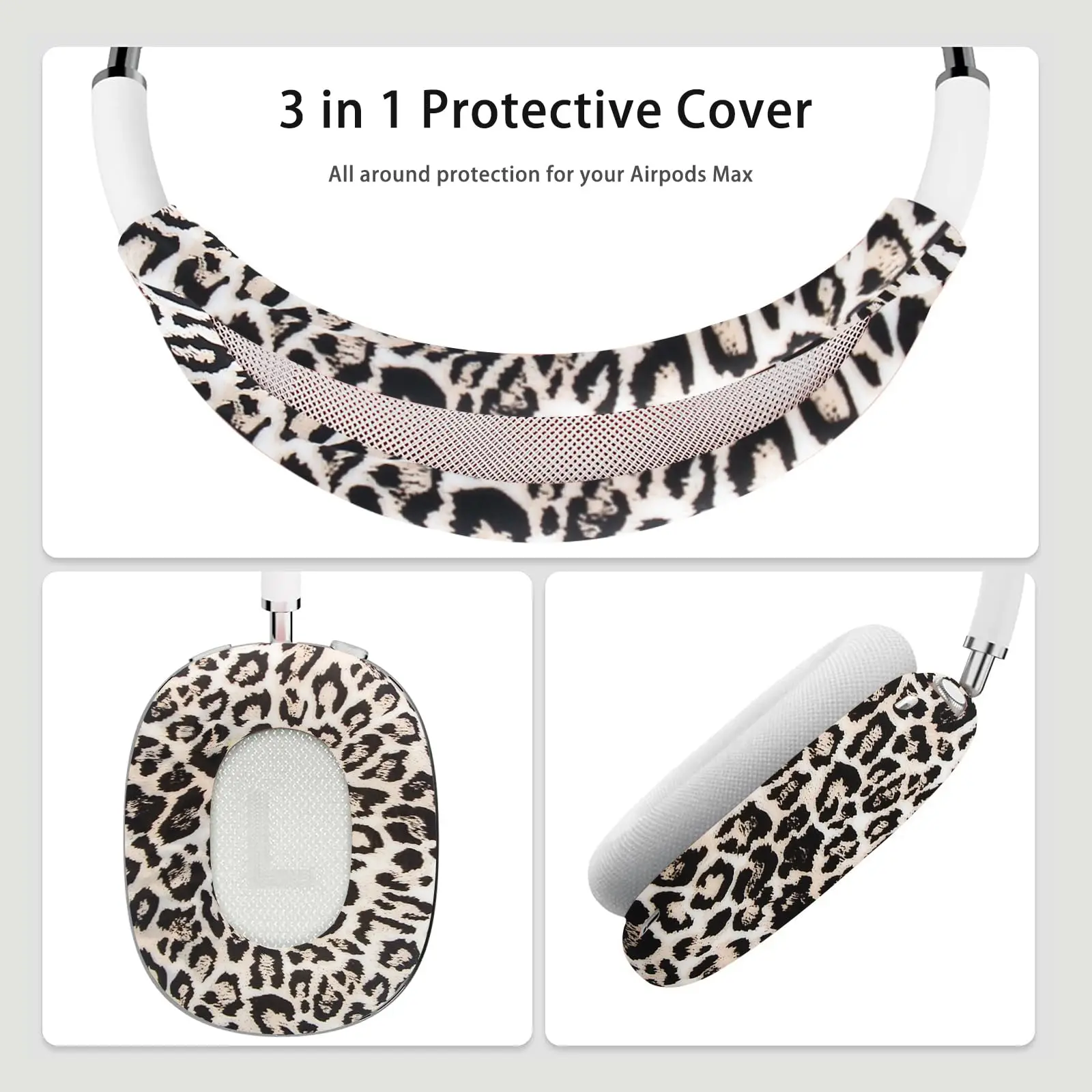 Leopard print silicone protective cover for airpods apple max headphone cover 4 in 1 kits case for air pods max 2020 cases cover