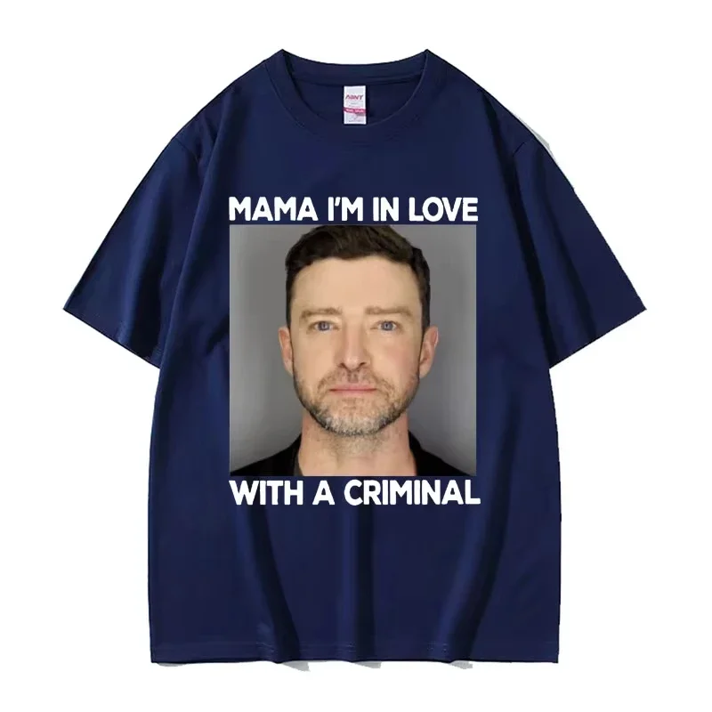 Funny Justin Timberlake Mugshot T Shirt I'm in Love with A Criminal Meme T Shirts Women Fashion Casual Cotton T-shirt Streetwear