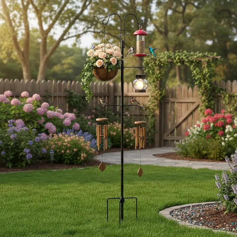 

Free Shipping-Dual Shepherd Staffs 60 Inch 8 Pack For Hummingbird Feeder Plant Basket Solar Light, 3/4 Inch Thick Garden Hook Heavy Duty Metal Hanging Pole Outdoor Yard Decor