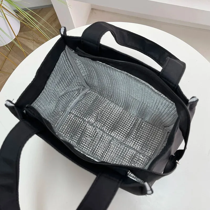 Bolsa de almuerzo de gran capacidad con aislamiento de papel de aluminio para el trabajo, bolsa de Asa superior Simple y práctica