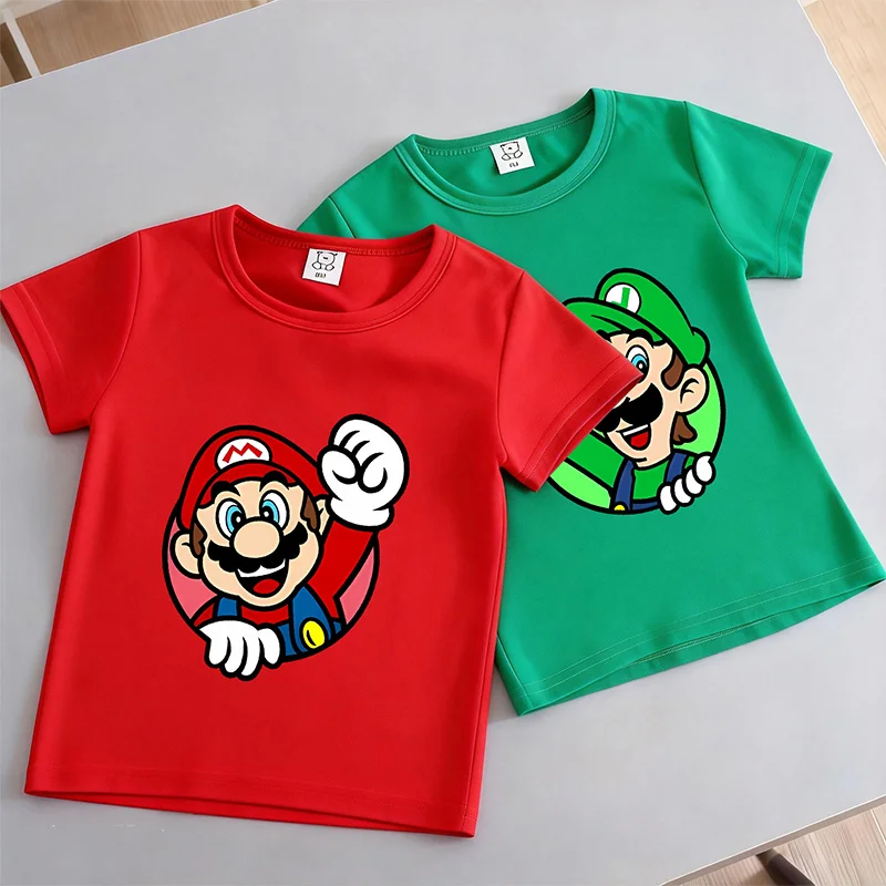 Camiseta de Super Marios Bros para niños, camiseta de manga corta, camisetas con estampado de dibujos animados, ropa para niños, camiseta básica, ropa para niños y niñas, regalo