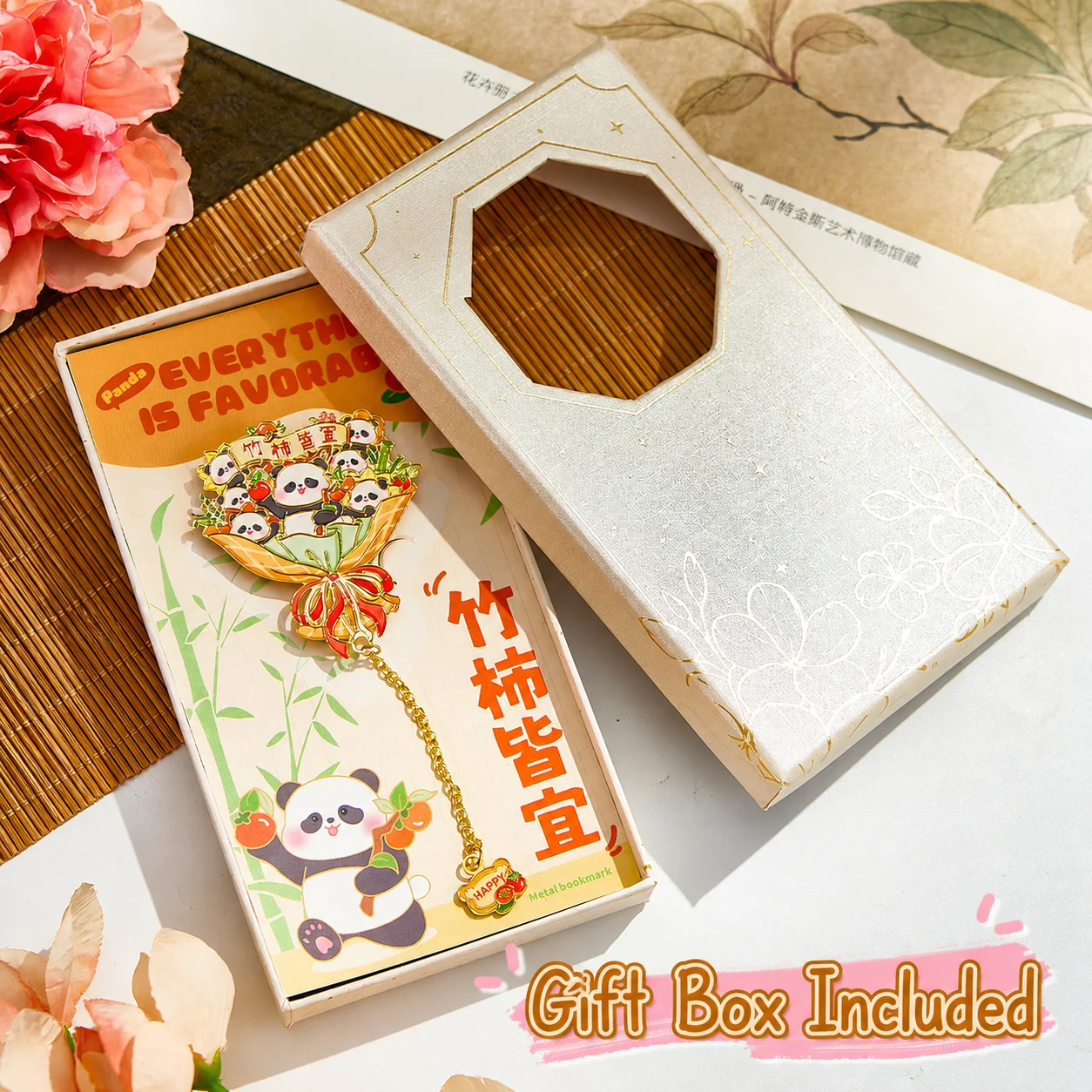 Bouquet Design Bookmark Smooth Chinese Bookmark Gold Plated Bookmark Compact For Book Reading Office Reading Home Reading