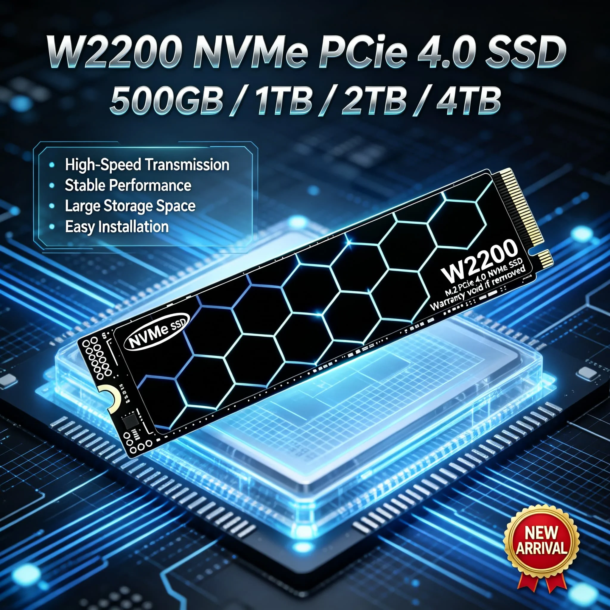 W2200 M.2 NVMe PCIe 4.0 SSD 500GB 1TB 2TB 4TB New Fast Speed High Speed 2026 Inside Solid State Disk Notebooks Office Game PC