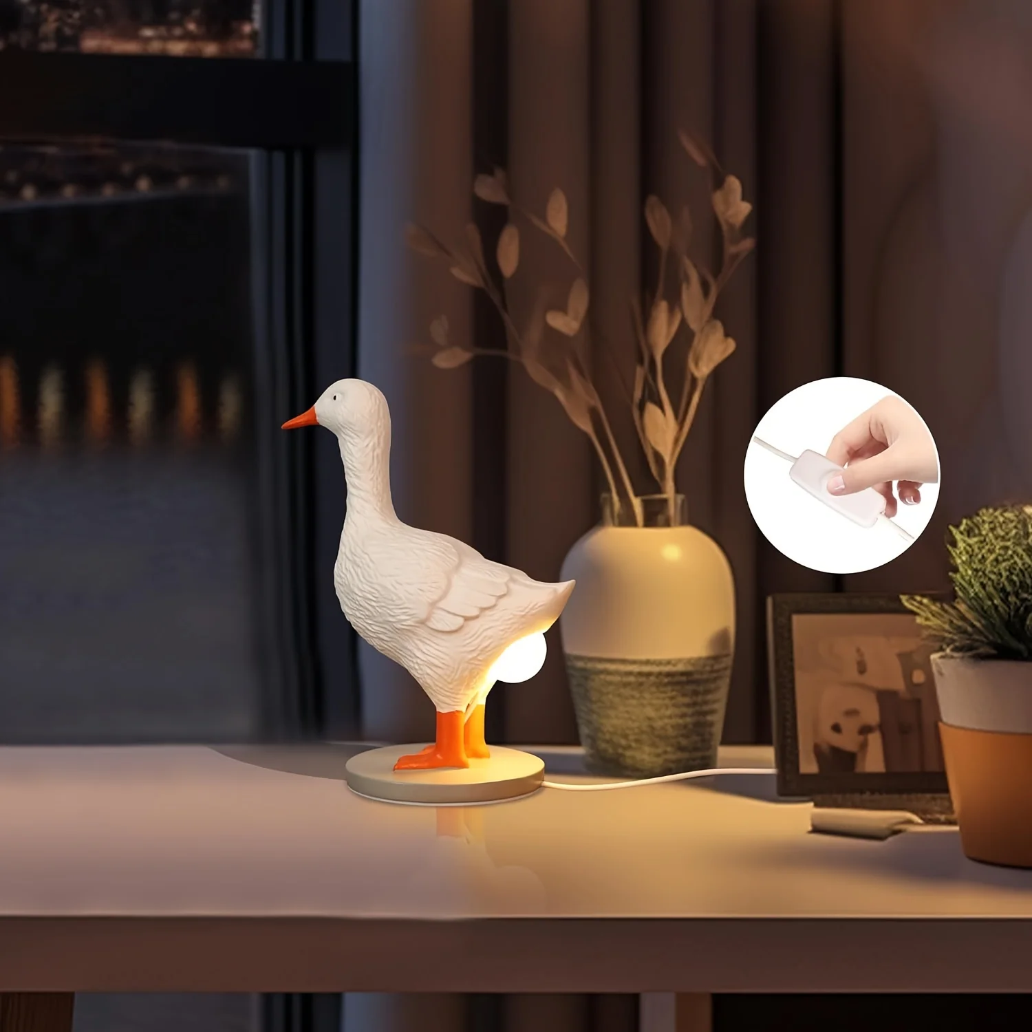 Large Resin Cute Little Duck Lamp Usb Warm Light Bedroom Foyer Living Room Desktop Art Decoration Holiday Gift Giving