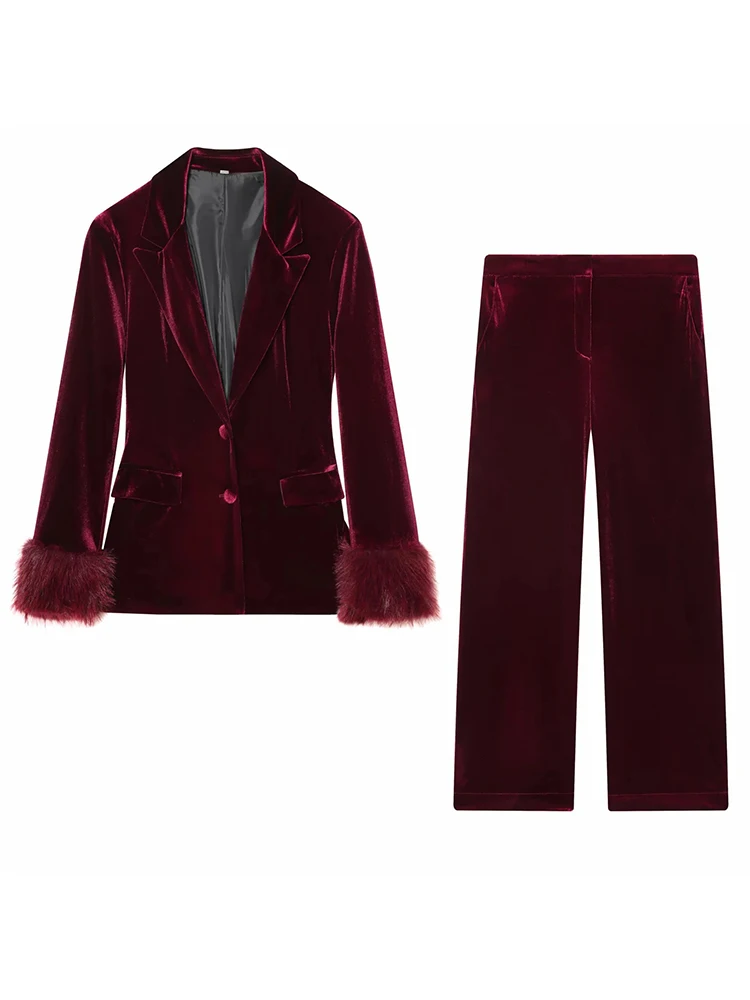 Women Fashion Ruffled Layered Single Breasted Decoration Solid Casual Shirt+High Waist Zipper Pocket Loose Slim Trousers Suit